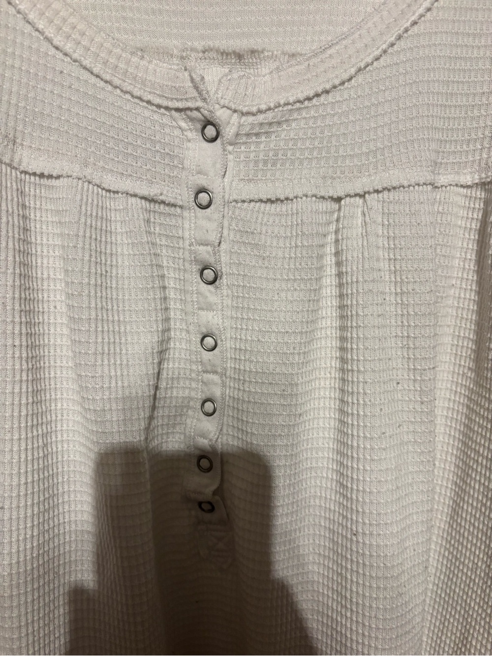 We The Free Cream Waffle Henley Long Sleeve Top